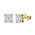 Classic S925 sterling silver gold plated square princess cut zircon stud earrings - Square Four-Prong Moissanite Stud Earrings / 6*6mm (2 Carat) / 14K Gold