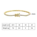 S925 sterling silver 2mm gold tennis bracelet with cubic zirconia in multiple lengths - 16.5cm / 2mm Round Style / Gold
