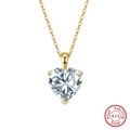 Detailaufnahme des Herz-Zirkonia-Anhängers an einer 925er Sterling Silber Kette - 14 K vergoldeter Zirkonia, 6,5 mm (1 Karat, ca. 1,87 g)