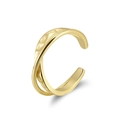 Minimalistischer goldener Ear Cuff mit Hammerschlag-Struktur und Cross-Design - Einstellbar Offen / Gold (GAR08-14K)
