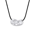 Polierter silberner Bohnenanhänger an minimalistischer schwarzer Kordel mit Glanzeffekt - Bohnenform-Stil / Silber