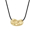 Minimalistische 925er Silberkette mit goldenem Bohnenanhänger an einer schwarzen Schnur - Halskette mit klassischer Bohne und schwarzem Seil / Gold