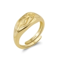14k vergoldeter S925 Silberring mit Wellenstruktur und verstellbarem offenem Design - Einstellbar Offen / Gold (GAR09-14K)