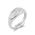 Minimalistischer S925 Sterlingsilber Ring, verstellbar mit 3D-Wellenblumen-Design - Einstellbar Offen / Silber (GAR09-P)