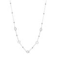 S925 Sterling Silber Halskette mit polierten Perlen und hohlen Ringelementen - Halskette mit Multi-Element-Patchwork-Anhänger / Silber