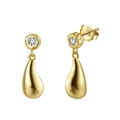 Elegant S925 sterling silver gold teardrop earrings with round zircon studs for women - Round Zirconia Water Drop Dangle Earrings (APE140-14K) / Gold