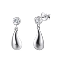 Elegant 925 sterling silver teardrop earrings with sparkling flower zircon studs - Round Zirconia Water Drop Dangle Earrings (APE140-P) / Silver