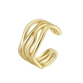 Anillo creativo de plata S925 con múltiples capas onduladas y acabado dorado - Abierto Ajustable / Dorado (GAR06-14K)