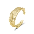 Anillo abierto irregular de plata de ley S925 dorada con diseño ajustable minimalista - Abierto Ajustable / Dorado (GAR05-14K)