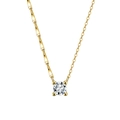 Elegante collar de plata S925 dorada con cadena asimétrica y colgante de circón redondo - Oro de 14K