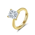 Anello regolabile in argento 925 dorato con pietra scintillante in moissanite quadrata - Aperto Regolabile / 1 ct / Oro 14K (Rettangolo 5x7mm)