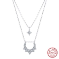 Elegant 925 sterling silver double-layer necklace with four-pointed star and arched zircon - BQN22-4-Point Star / Silver