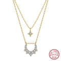 Double-layered S925 sterling silver necklace with zircon star pendant in gold finish - BQN22-4-Point Star / Gold