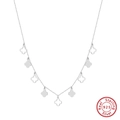Elegant S925 sterling silver necklace featuring seven four-leaf clover motifs - BQN24-Clover Shape / Silver