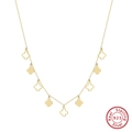 925 Sterling Silver clover pendant necklace with seven gold-plated flower charms - BQN24-Clover Shape / Gold