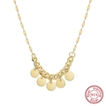 Minimalist 925 sterling silver necklace with five hanging gold-plated circular discs - BQN23-Smooth Disc / Gold