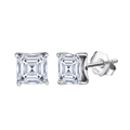 Elegant S925 sterling silver square stud earrings with 8A grade sparkling cubic zirconia - Square Cut 4-Prong Stud Earrings (2 Carats) / 6*6mm / White Gold