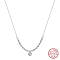 925 sterling silver necklace featuring a rope chain detail and a brilliant zircon pendant - BQN26-Rope Chain with Zircon / Silver