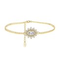 Macro detail of S925 sterling silver stamp on adjustable gold-plated sunflower bracelet - Gold