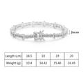 S925 Sterling Silber Hip Hop Tennisarmband Größentabelle und 3mm Breitespezifikationen - 16.5cm / Silber