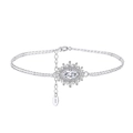 Adjustable S925 sterling silver evil eye bracelet with sparkling marquise cut cubic zirconia - Silver