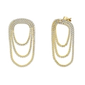 Elegante vergoldete S925-Silber-Ohrringe mit Zirkon-Pavé und mehrlagigen U-förmigen Ketten - Gold