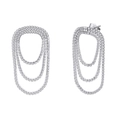 Elegante S925 Sterlingsilber Quastenohrringe mit funkelndem weißen Zirkonbesatz - Silber