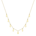 Minimalist gold plated S925 silver necklace featuring seven solid rhombus pendant charms - Gold