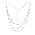 Three-layer freshwater pearl necklace in S925 sterling silver for a French chic layered look - Silver
