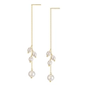 Eleganti orecchini lunghi a nappa in argento 925 placcato oro con perle barocche - 90mm / Oro 14K