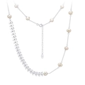 Collana asimmetrica in argento S925 con perle d'acqua dolce e motivo a spiga di grano - 40+5cm / Placcato Platino