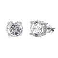Classic S925 sterling silver four-prong stud earrings with round-cut cubic zirconia - Silver (SE414)