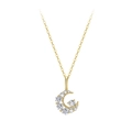 Elegant 18K gold plated moon pendant necklace with sparkling white zircons - Gold