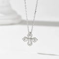 Collana con ciondolo a quadrifoglio in argento 925 con zirconi e design minimalista - Argento 925 / Argento