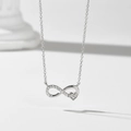 Halskette aus S925 Sterlingsilber mit Unendlichkeitssymbol, Herz und Zirkonia - Silber / 925er Silber