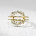 Luxurious S925 sterling silver crown ring set with 3 carat ice-cut zircon and gold finish - US 5 / Gold Enhancer Band