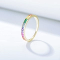 Anello in argento S925 dorato con zirconi arcobaleno taglio princess - US 7 / Oro