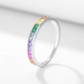 Elegante anello in argento 925 con zirconi colorati quadrati a taglio arcobaleno - US 5 / Argento