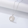 S925 sterling zilveren levensboom ketting met natuurlijke parelmoer ronde hanger - 925 zilver / Wit