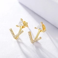 Elegant s925 silver gold-plated geometric triangle arrow stud earrings with cubic zirconia - Gold