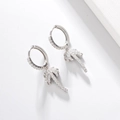 S925 sterling silver palm tree hoop earrings with sparkling zircon crystals in silver finish - 925 Silver / White Gold