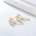 Macro detail of S925 sterling silver gold-plated teardrop zircon chain earrings - 925 Silver / Yellow