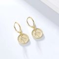 S925 sterling silver gold hoop earrings with Virgin Mary religious coin pendants - 925 Silver / Gold