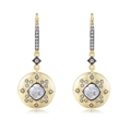 Vintage palace style S925 silver earrings with square zircon and matte 14K gold plating - 925 Silver / Yellow