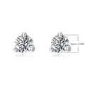 Classic S925 sterling silver three-prong round zircon stud earrings with 3.75mm stones - White Gold Large 3.75MM
