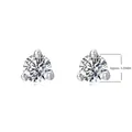 S925 sterling silver three-prong stud earrings with 3.25mm round cubic zirconia - White Gold Small 3.25MM
