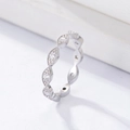 S925 sterling silver evil eye marquise ring with brilliant white zircon stones - White