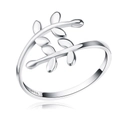 Sparkling S925 sterling silver open ring featuring an olive leaf design for women - SR12