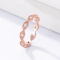 Bague en argent S925 plaqué or rose avec motifs marquise et zircons étincelants - US 5 / Or rose
