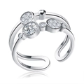Sparkling S925 silver double-layer open ring with cubic zirconia crystal clusters - SR20